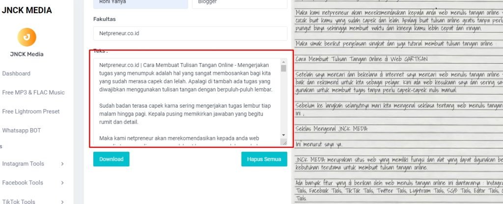 Tulisan Tangan Online