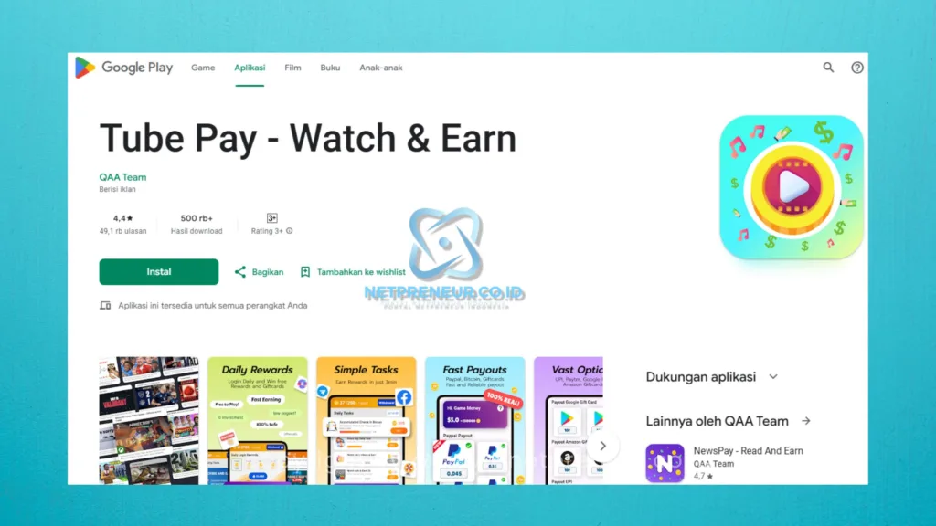 Aplikasi nonton video penghasil uang terbaik